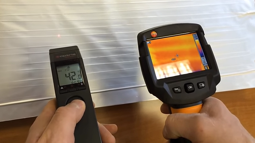 Принцип действия ЗЕБРА ЭВО-300 – нагрев рабочей стороны нагревателя, проверка пирометром и тепловизором